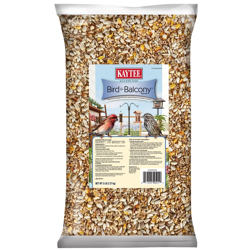 Kaytee Bird & Balcony Wild Bird Food No Mess Seed Blend for City Dwelling Birds Like Finches, Sparrows, Mourning Doves and More, 5 lb - Image 1